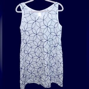 Kaktus sz med Pale Blue & Navy Retro Linen Dress